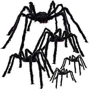 Halloween Realistic Hairy Spiders Set (5 Packs), Halloween Spider Props